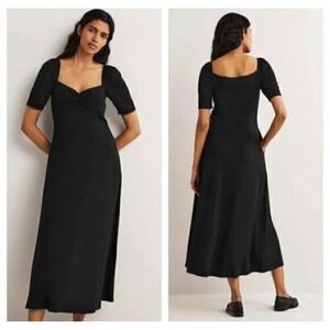 NWT Boden Sweetheart Black Jersey‎ Midi Dress Size 6P Petite